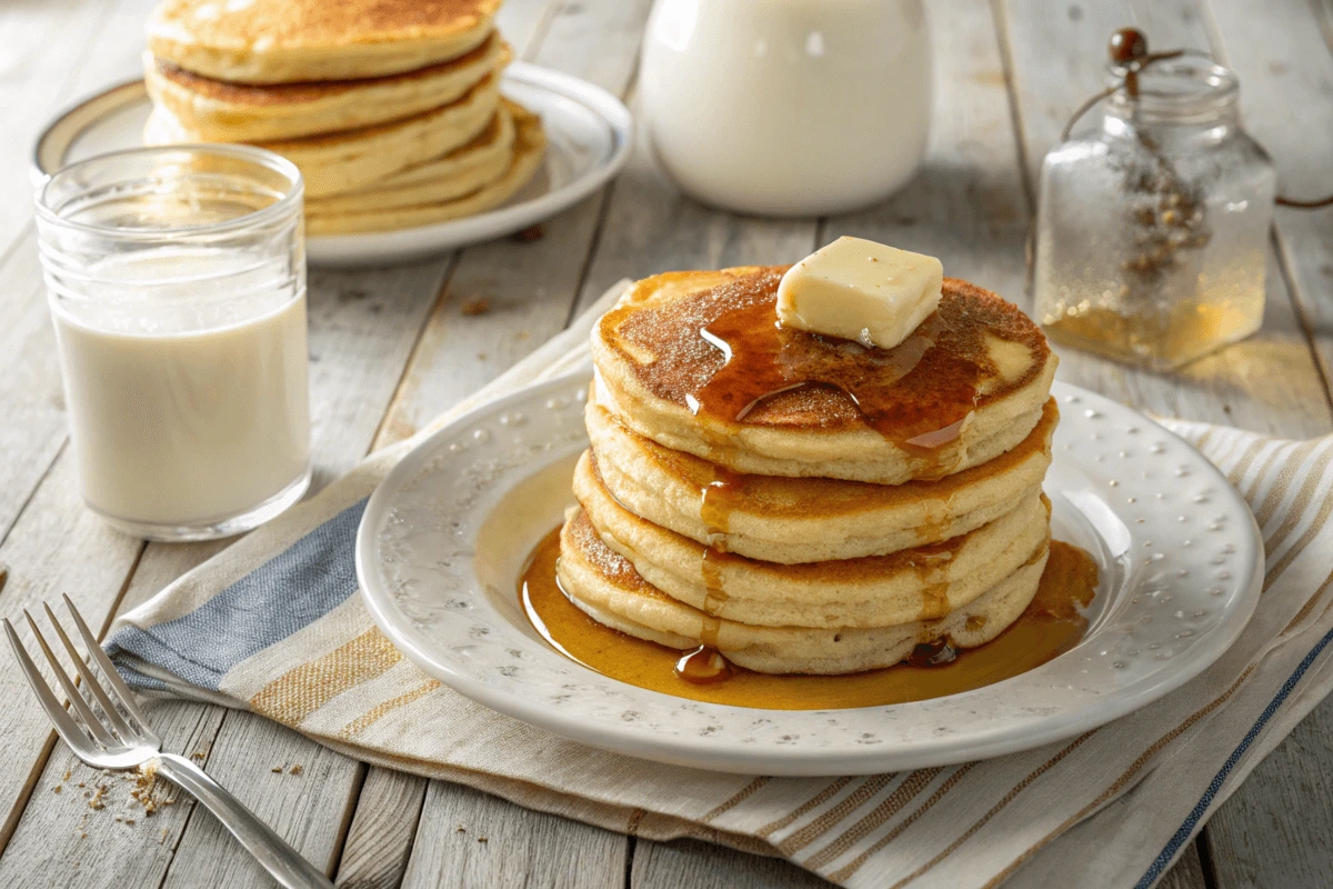 Two bowls of pancake batter, one made with milk and the other with water