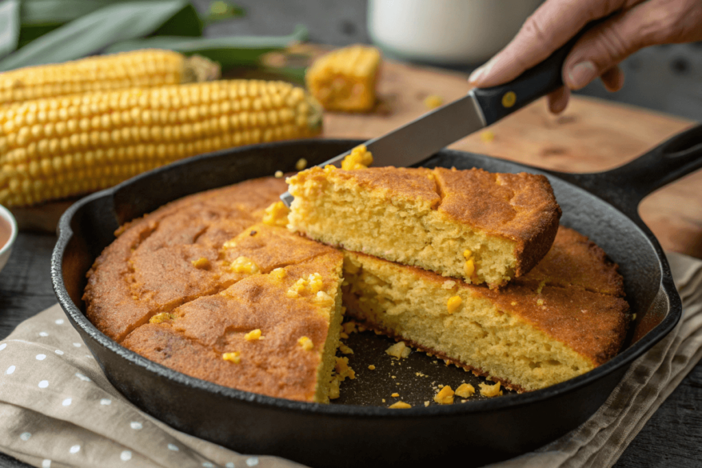  Close-up of Southern cornbread texture