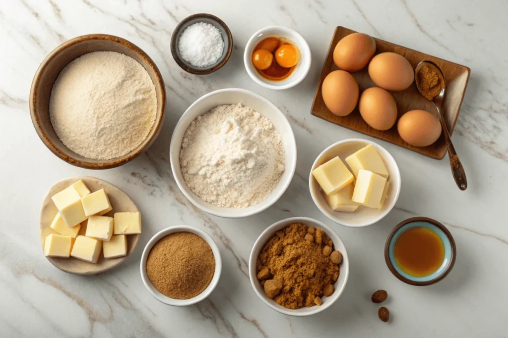 Basic baking ingredients for Crumbl Cookies