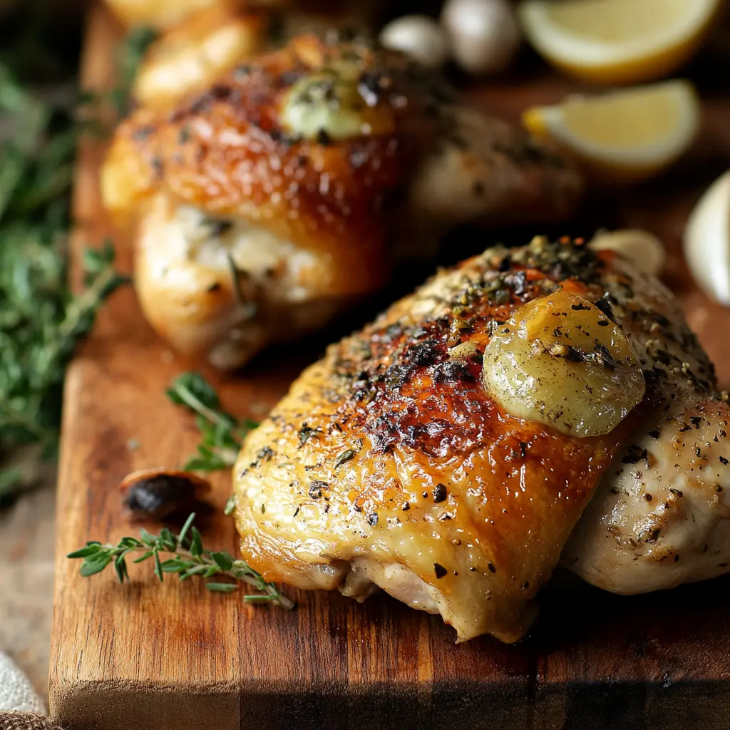 Comparison of baked chicken at 350°F and 400°F, showcasing juicy vs crispy textures with a rustic kitchen backdrop.